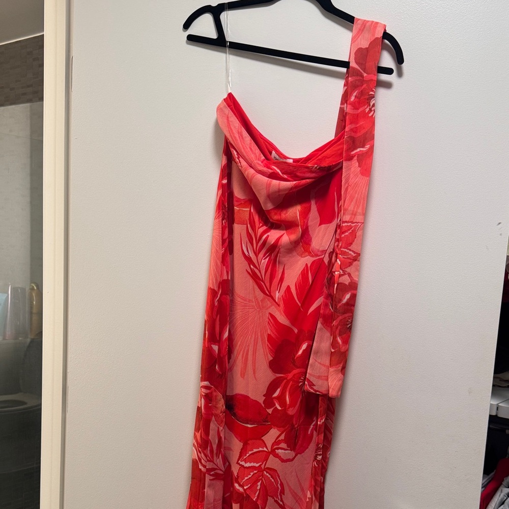 Peppermayo Vibrant Red Floral Dress